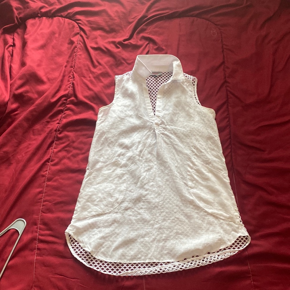 White, swimsuit cover-up.  Netted back!